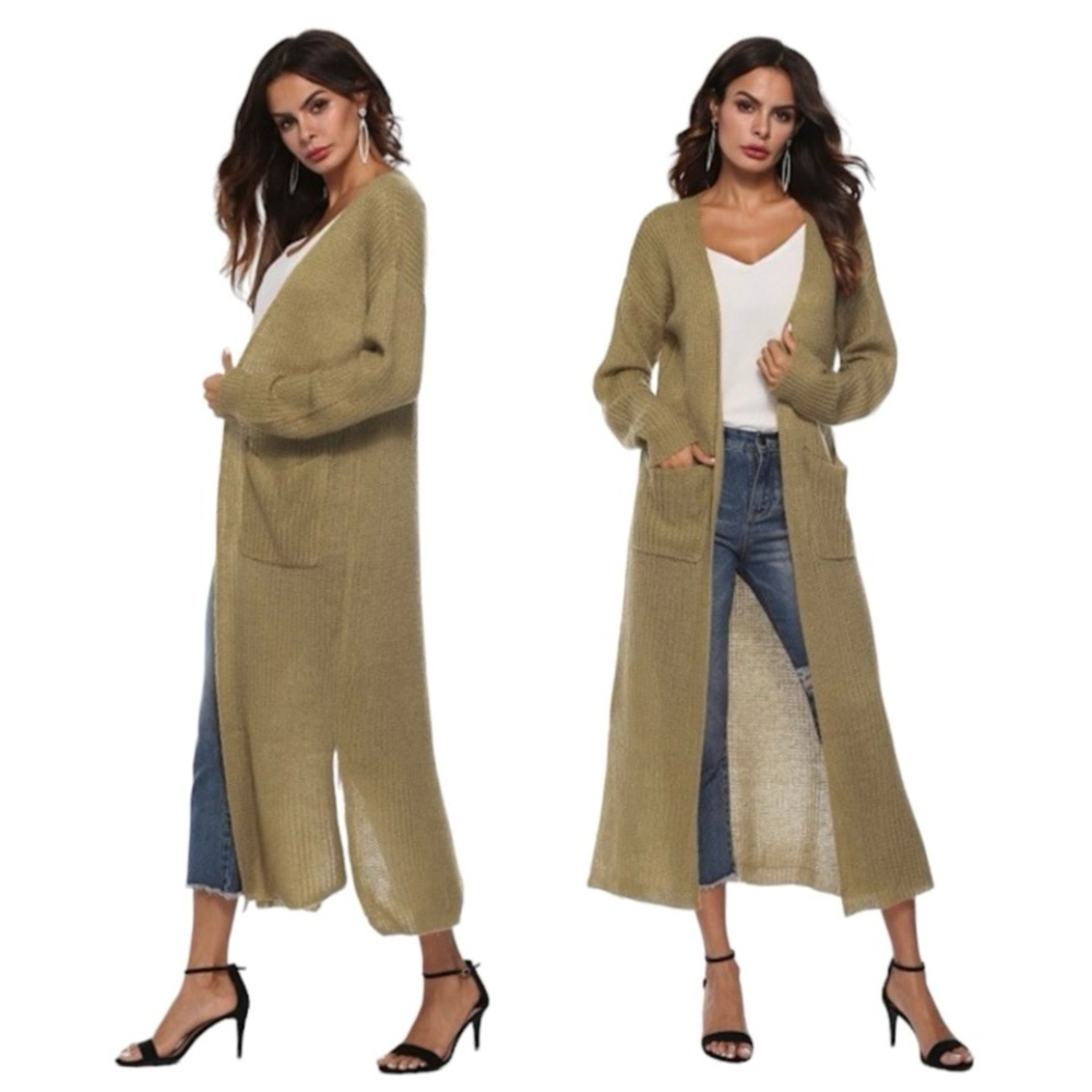 NWOT kaki Long Cardigan-lightweight